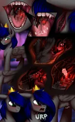 Size: 4000x6500 | Tagged: suggestive, artist:darky_wings, derpibooru import, oc, oc:mb midnight breeze, oc:se solar eclipse, unofficial characters only, pegasus, pony, blushing, burp, comic, heart, heart eyes, image, macro, male pred, maw, mawplay, mawshot, melting, micro, open mouth, png, predator, prey, size difference, stomach, vore, wingding eyes