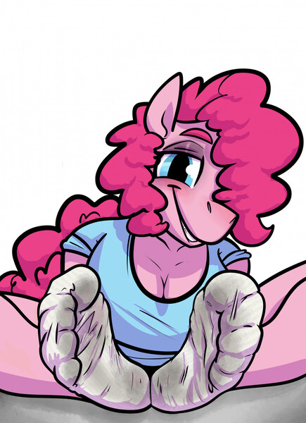 Size: 927x1280 | Tagged: questionable, artist:companioncube, derpibooru import, pinkie pie, anthro, earth pony, plantigrade anthro, clothes, dirty socks, feet, fetish, foot fetish, foot focus, image, jpeg, socks, soles, solo