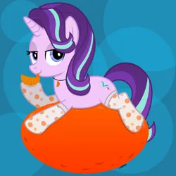 Size: 4200x4200 | Tagged: safe, artist:a4r91n, derpibooru import, starlight glimmer, unicorn, abstract background, bedroom eyes, clothes, derpibooru exclusive, g4, image, jewelry, jpeg, looking at you, pendant, socks, tangerine