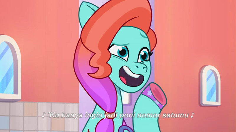 Size: 3072x1727 | Tagged: safe, derpibooru import, screencap, earth pony, pony, g5, my little pony: tell your tale, spoiler:g5, spoiler:my little pony: tell your tale, spoiler:tyts02e04, crystal brighthouse, eyebrows, female, image, jazz hearts rocky, jazz hooves, jpeg, mare, open mouth, open smile, raised eyebrow, smiling, solo