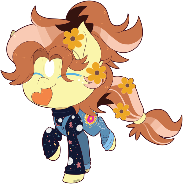 Size: 3027x3047 | Tagged: safe, artist:jetjetj, derpibooru import, oc, oc:golden afternoon, earth pony, pony, chibi, clothes, female, image, mare, overalls, png, simple background, solo, sweater, transparent background