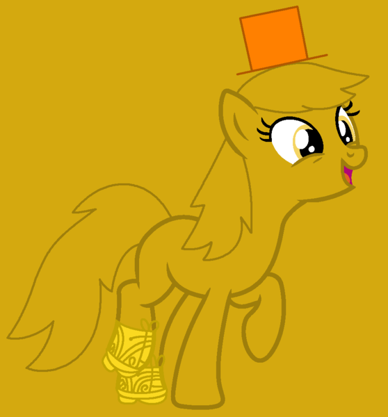 Size: 962x1035 | Tagged: safe, artist:krystalheartbases, artist:spitfirethepegasusfan39, ponerpics import, ponified, earth pony, pony, adult blank flank, base used, blank flank, clothes, g4, gold background, hat, image, male, mr. men, mr. silly, open mouth, open smile, png, raised hoof, raised leg, shoes, simple background, smiling, solo, stallion