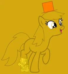 Size: 962x1035 | Tagged: safe, artist:krystalheartbases, artist:spitfirethepegasusfan39, ponerpics import, ponified, earth pony, pony, adult blank flank, base used, blank flank, clothes, g4, gold background, hat, image, male, mr. men, mr. silly, open mouth, open smile, png, raised hoof, raised leg, shoes, simple background, smiling, solo, stallion