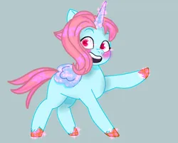 Size: 618x497 | Tagged: safe, artist:yiv gamez, oc, oc:lunabelle, unofficial characters only, alicorn, pony, g5, my little pony: tell your tale, 2024 community collab, blushing, female, glitter, gray background, image, mare, pink eyes, png, simple background, solo