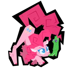 Size: 1920x1936 | Tagged: safe, artist:twistylittlepassages, derpibooru import, gummy, pinkie pie, alligator, earth pony, pony, biting, colored pupils, duo, duo male and female, female, g4, image, male, mare, outline, png, simple background, tail, tail bite, transparent background