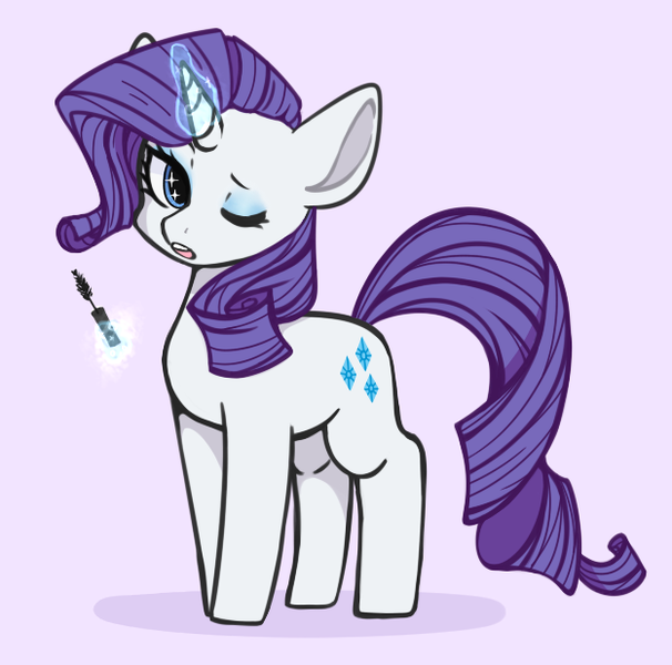 Size: 624x618 | Tagged: safe, alternate version, artist:ghostyglue, derpibooru import, rarity, pony, unicorn, cannon, eyeshadow, image, magic, makeup, mascara, png, purple mane, purple tail, solo, tail, white fur