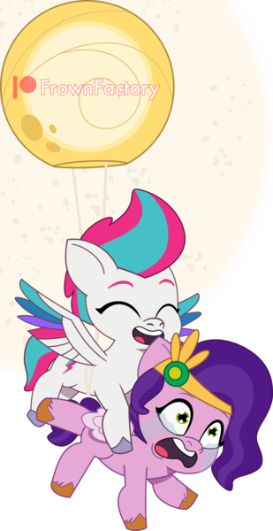 Size: 2060x4000 | Tagged: safe, artist:frownfactory, derpibooru import, pipp petals, zipp storm, pegasus, pony, g5, my little pony: tell your tale, balloon, crying, female, filly, foal, image, jewelry, moon, moon festival, png, simple background, smiling, tiara, transparent background, vector