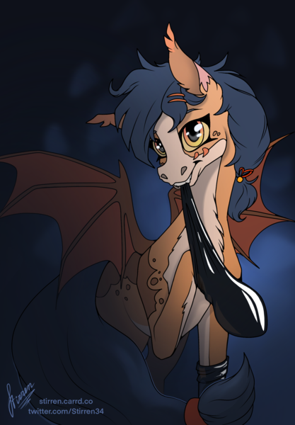 Size: 1640x2360 | Tagged: safe, artist:stirren, derpibooru import, oc, oc:ratta, unofficial characters only, bat pony, pony, bat pony oc, bat wings, clothes, female, image, latex, latex socks, looking at you, png, socks, solo, solo female, spread wings, tugging, wings