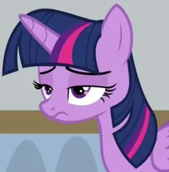 Size: 408x414 | Tagged: safe, derpibooru import, screencap, twilight sparkle, twilight sparkle (alicorn), alicorn, pony, friendship university, season 8, spoiler:s08, cropped, female, frown, g4, image, mare, png, solo