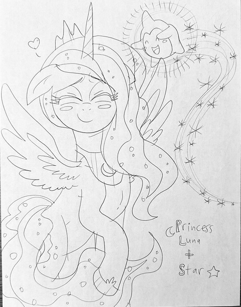 Size: 2279x2896 | Tagged: safe, derpibooru import, princess luna, alicorn, image, jpeg, traditional art, wish