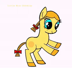 Size: 588x554 | Tagged: safe, artist:crabula290e, artist:worldofcaitlyn, derpibooru import, ponified, earth pony, pony, base used, cloven hooves, colored, female, freckles, g4, image, jpeg, little miss, little miss sunshine, mare, mr. men, ms paint, paint.net, rule 85, simple background, smiling, the mr. men show, white background