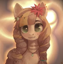 Size: 1456x1500 | Tagged: safe, artist:rvsd, derpibooru import, oc, unofficial characters only, pony, braid, flower, flower in hair, image, jewelry, necklace, png, solo