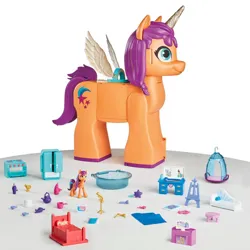 Size: 1000x1000 | Tagged: safe, derpibooru import, sunny starscout, earth pony, pony, g5, female, image, irl, mare, photo, playset, png, toy, trojan horse