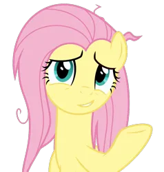 Size: 963x1012 | Tagged: safe, artist:sollace, derpibooru import, fluttershy, pegasus, pony, she talks to angel, .svg available, bronybait, cute, derpibooru exclusive, g4, image, looking at you, messy mane, png, raised hoof, simple background, smiling, smiling at you, solo, transparent background, vector
