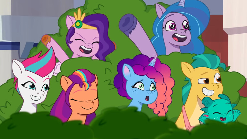 Size: 3072x1727 | Tagged: safe, derpibooru import, screencap, hitch trailblazer, izzy moonbow, pipp petals, sparky sparkeroni, sunny starscout, zipp storm, dragon, earth pony, pegasus, pony, unicorn, g5, my little pony: tell your tale, spoiler:g5, spoiler:my little pony: tell your tale, spoiler:tyts02e04, :o, applejack (g5), baby, baby dragon, cute, eyebrows, eyes closed, female, fluttershy (g5), grin, image, jazz hearts rocky, jpeg, male, mane five, mane six (g5), mane stripe sunny, mare, misty brightdawn, open mouth, open smile, papa hitch, pinkie pie (g5), rainbow dash (g5), raised eyebrow, rarity (g5), rebirth misty, royal sisters (g5), siblings, sisters, smiling, sparkybetes, stallion, starry eyes, twilight sparkle (g5), wingding eyes