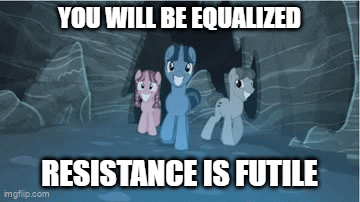 Size: 360x202 | Tagged: safe, derpibooru import, edit, bacon braids, log jam, the cutie map, borg, bronybait, equalized, gif, image, join the herd, reference to another series, resistance is futile, star trek, star trek: the next generation