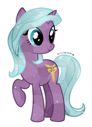 Size: 828x1137 | Tagged: safe, artist:nyanysa, derpibooru import, idw, radiant hope, crystal pony, pony, unicorn, crystal unicorn, cute, female, g4, hopabetes, idw showified, image, mare, png, raised hoof, simple background, transparent background