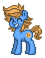 Size: 180x228 | Tagged: safe, derpibooru import, oc, oc:blue cookie, unofficial characters only, earth pony, pony, pony town, cute, earth pony oc, eyes closed, image, male, photo, pixel art, png, simple background, smiling, solo, stallion