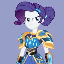 Size: 1024x1024 | Tagged: safe, ai content, derpibooru import, machine learning generated, stable diffusion, rarity, human, equestria girls, armor, bust, g4, gem, generator:pony diffusion v6 xl, image, jewelry, png, portrait, serious, serious face, show accurate, solo