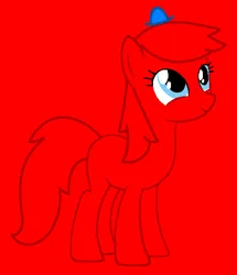 Size: 520x606 | Tagged: safe, artist:beanbases, artist:spitfirethepegasusfan39, ponerpics import, ponified, earth pony, pony, adult blank flank, base used, blank flank, happy, hat, image, male, mr. men, mr. men little miss, mr. small, png, red background, simple background, smiling, solo, stallion