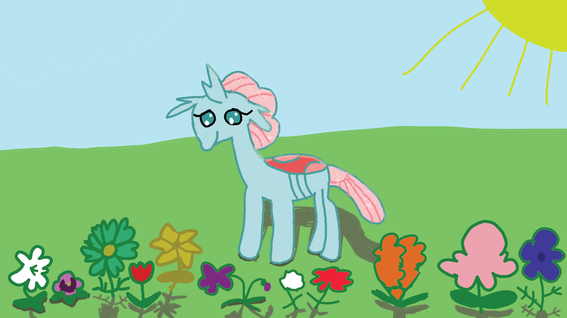 Size: 1920x1080 | Tagged: safe, artist:snowfilly, ocellus, changedling, changeling, female, field, flower, image, png, solo, student six day