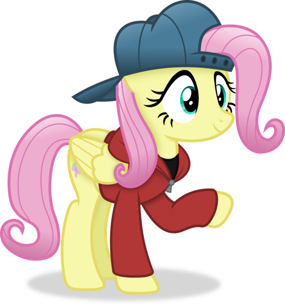 Size: 3059x3287 | Tagged: safe, artist:anime-equestria, derpibooru import, fluttershy, pegasus, pony, backwards ballcap, baseball cap, cap, clothes, female, hat, hoodie, image, mare, png, simple background, smiling, solo, transparent background, vector, wings