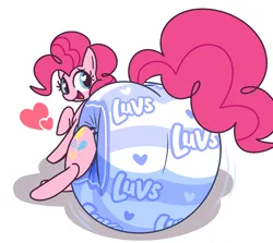 Size: 2034x1811 | Tagged: suggestive, artist:shslsadcat, derpibooru import, pinkie pie, earth pony, pony, diaper, diaper fetish, female, fetish, g4, image, impossibly large diaper, luvs, mare, non-baby in diaper, png, poofy diaper, product placement, solo