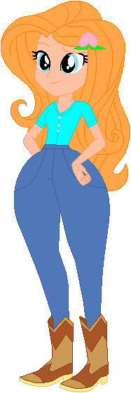Size: 187x561 | Tagged: safe, artist:sturk-fontaine, derpibooru import, oc, oc:peach blossom, unofficial characters only, equestria girls, base used, boots, child bearing hips, clothes, cowboy boots, g4, hairclip, hand on hip, high waist jeans, image, png, shoes, simple background, white background, wide hips