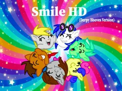 Size: 2644x1974 | Tagged: safe, derpibooru import, bon bon, derpy hooves, doctor whooves, lyra heartstrings, octavia melody, sweetie drops, time turner, vinyl scratch, pony, smile hd, background pony, image, jpeg