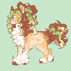 Size: 1500x1500 | Tagged: safe, artist:ghostunes, derpibooru import, oc, oc:tea tree, unofficial characters only, earth pony, pony, chest fluff, curly hair, curly mane, earth pony oc, green, green background, happy, hoof fluff, image, leaves, looking at you, multicolored hair, one eye closed, png, pony oc, raised hoof, raised leg, simple background, smiling, wink, winking at you
