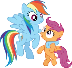 Size: 3187x3000 | Tagged: safe, artist:cloudy glow, derpibooru import, rainbow dash, scootaloo, the mysterious mare do well, .ai available, image, png, simple background, transparent background, vector