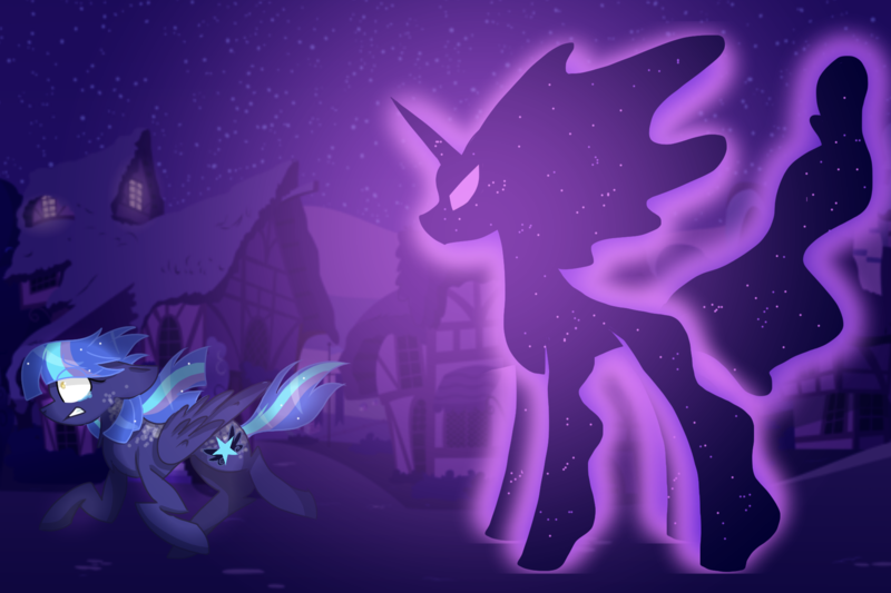 Size: 1900x1267 | Tagged: safe, artist:gallantserver, derpibooru import, tantabus, oc, oc:nyx (gallantserver), pegasus, pony, image, night, png, running