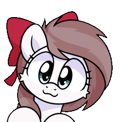 Size: 600x600 | Tagged: safe, artist:sugar morning, derpibooru import, oc, oc:aurelleah, oc:aurry, animated, bow, bronybait, clothes, commission, cute, gif, hair bow, image, kissing, looking at you, ocbetes, solo