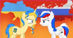 Size: 3534x1846 | Tagged: safe, derpibooru import, oc, oc:ukraine, ponified, pony, angry, flag, image, nation ponies, os:marussia, png, politics, ukraine