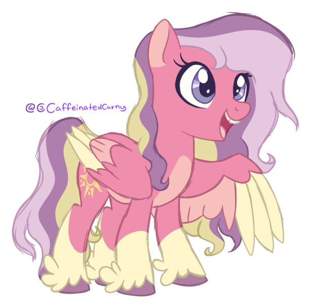 Size: 1733x1666 | Tagged: safe, artist:caffeinatedcarny, derpibooru import, sundance, pegasus, pony, g1, g2, chipped tooth, coat markings, colored hooves, colored wings, feathered fetlocks, g2 to g4, g4, generation leap, image, markings, open mouth, open smile, png, race swap, redesign, simple background, smiling, socks (coat marking), solo, transparent background, wings