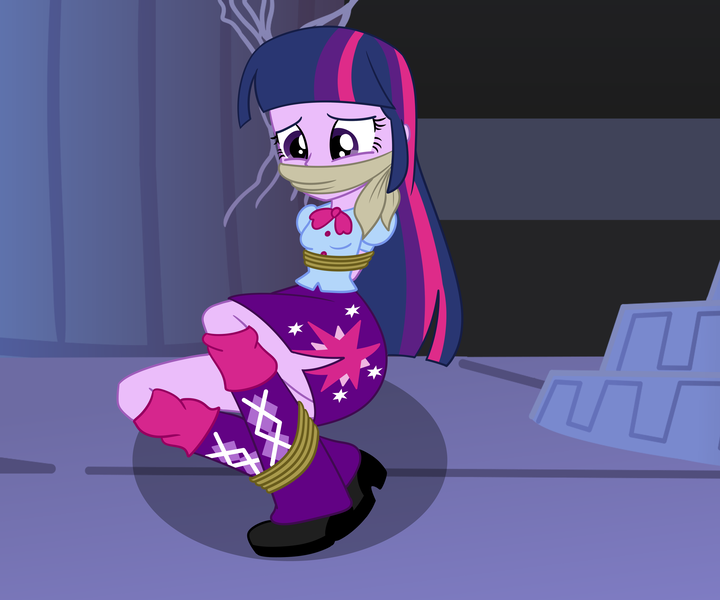 Size: 3000x2500 | Tagged: questionable, artist:nie-martw-sie-o-mnie, derpibooru import, twilight sparkle, human, equestria girls, friendship is magic, bondage, boots, bound and gagged, cloth gag, clothes, equestria girls-ified, female, g4, gag, humanized, image, pleated skirt, png, rope, rope bondage, shoes, sitting, skirt, so