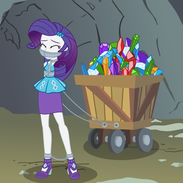 Size: 2000x2000 | Tagged: questionable, artist:nie-martw-sie-o-mnie, derpibooru import, rarity, human, a dog and pony show, equestria girls, ankle cuffs, cart, clothes, cuffs, equestria girls-ified, female, femsub, g4, gem, gemstones, harness, high heels, humanized, image, metal, png, rarisub, rarity peplum dress, shackles, shoes, skirt, solo, submissive, tack