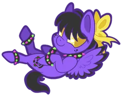 Size: 400x317 | Tagged: safe, artist:mychelle, derpibooru import, oc, oc:neon notes, pegasus, pony, bow, chibi, female, hair bow, image, mare, png, simple background, solo, transparent background