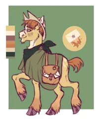 Size: 1614x1963 | Tagged: safe, artist:cactiflowers, derpibooru import, oc, earth pony, pony, bag, hat, image, male, png, saddle bag, solo, stallion