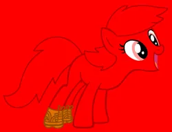 Size: 832x637 | Tagged: safe, artist:lynesssan, artist:spitfirethepegasusfan39, ponerpics import, ponified, earth pony, pony, adult blank flank, base used, blank flank, clothes, image, loud, male, mr. men, mr. men little miss, mr. noisy, noise, open mouth, open smile, png, red background, shoes, simple background, smiling, sneakers, solo, stallion