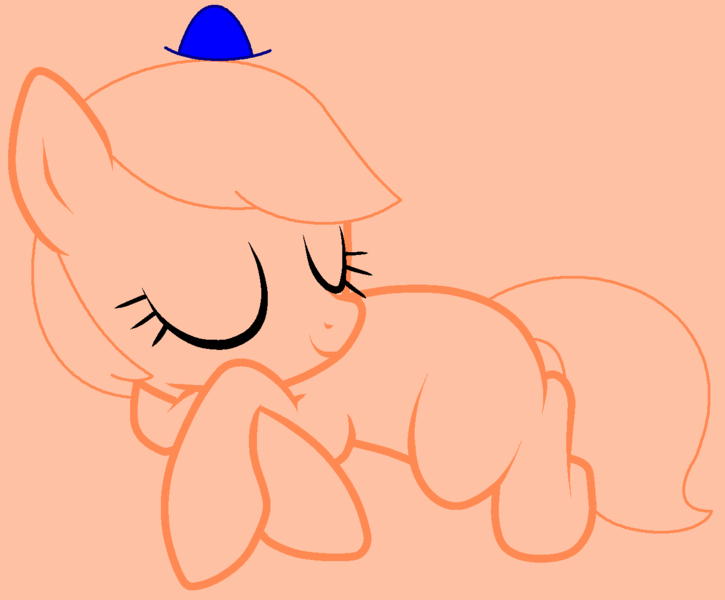 Size: 1343x1111 | Tagged: safe, artist:fluttersbases, artist:spitfirethepegasusfan39, ponerpics import, ponified, earth pony, pony, adult blank flank, base used, blank flank, eyes closed, hat, image, lazy, lying down, male, mr. lazy, mr. men, mr. men little miss, png, simple background, sleeping, smiling, solo, stallion, tan background