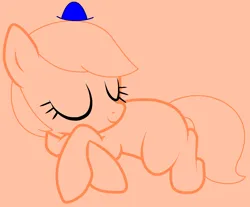 Size: 1343x1111 | Tagged: safe, artist:fluttersbases, artist:spitfirethepegasusfan39, ponerpics import, ponified, earth pony, pony, adult blank flank, base used, blank flank, eyes closed, hat, image, lazy, lying down, male, mr. lazy, mr. men, mr. men little miss, png, simple background, sleeping, smiling, solo, stallion, tan background