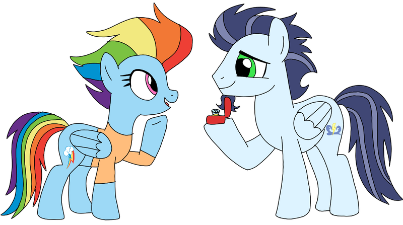 Size: 1289x720 | Tagged: safe, artist:dasher666, derpibooru import, rainbow dash, soarin', pegasus, pony, the last problem, female, image, male, mare, marriage proposal, older, older rainbow dash, older soarin', older soarindash, png, shipping, soarindash, stallion, straight