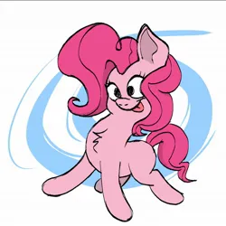 Size: 2000x1998 | Tagged: safe, artist:doodledonutart, derpibooru import, pinkie pie, earth pony, pony, chest fluff, female, g4, image, jpeg, mare, missing cutie mark, ponk, silly, simple background, solo, tongue out, white background, wonky