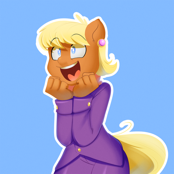 Size: 1000x1000 | Tagged: safe, artist:3mangos, derpibooru import, ms. harshwhinny, anthro, earth pony, clothes, cute, ear piercing, excited, female, g4, image, ms. cutewhinny, open mouth, outline, piercing, png, smiling, solo, surprised, unprofessional, wide eyes
