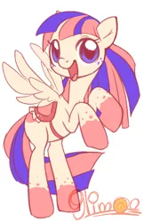 Size: 480x740 | Tagged: safe, artist:9limon, derpibooru import, oc, oc:tomi, unofficial characters only, pegasus, pony, image, open mouth, open smile, png, rearing, saddle, simple background, smiling, spread wings, tack, white background, wings