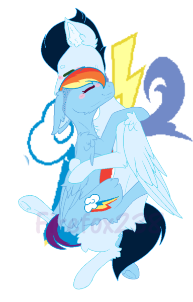 Size: 677x1057 | Tagged: safe, artist:firefox238, derpibooru import, rainbow dash, soarin', pegasus, pony, female, hug, image, male, mare, png, shipping, simple background, soarindash, stallion, straight, transparent background