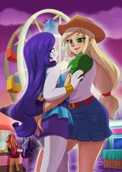 Size: 1240x1754 | Tagged: suggestive, artist:brother-tico, derpibooru import, applejack, rarity, sci-twi, sunset shimmer, twilight sparkle, human, equestria girls, equestria girls series, rollercoaster of friendship, breasts, busty applejack, butt, butt touch, female, freckles, image, jpeg, lesbian, open mouth, rarijack, rearity, shipping
