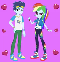 Size: 588x612 | Tagged: safe, artist:owletbrigthness, derpibooru import, rainbow dash, soarin', human, equestria girls, female, image, jpeg, male, shipping, soarindash, straight