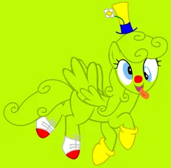 Size: 901x884 | Tagged: safe, artist:drugzrbad, artist:spitfirethepegasusfan39, ponerpics import, ponified, pegasus, pony, adult blank flank, base used, blank flank, clothes, clown, clown nose, clown shoes, derp, flower, flower on hat, flying, funny, funny face, g4, gloves, green background, hat, image, male, mr. funny, mr. men, mr. men little miss, png, shoes, silly, silly face, simple background, smiling, sneakers, solo, stallion, tongue out